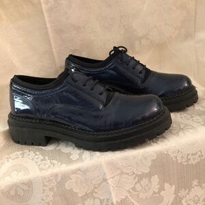 Shellys London Navy Patent Leather Loafers- New Wave Punk Funk Rock and Roll